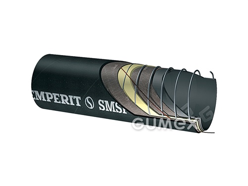 Tlakosací hadice pro sypké látky SMSP, 75/90mm, 6bar/-0,8bar, oděrnost duše 60mm3, NR-SBR-BR/SBR, -35°C/+80°C, černá